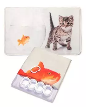 Шторка и коврик для душа Bagnola Золотая рыбка