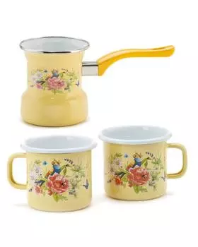 Турка 400 мл + 2 кружки 250 мл Птички Metrot Птички