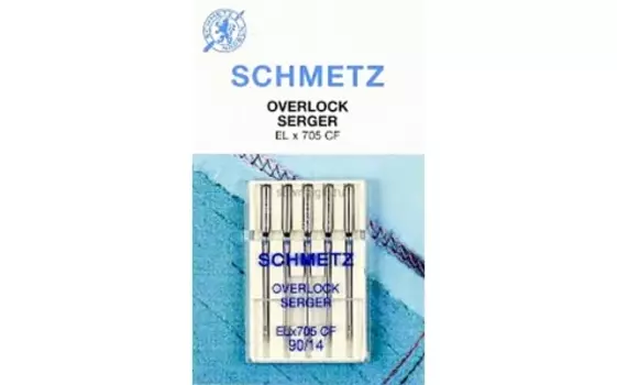 Иглы SCHMETZ для оверлоков (хромированные) №90 (5шт.)