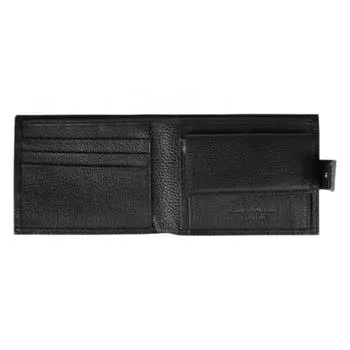 0-228FM Портмоне мужское, з/кнопка, 2 отдела, для карт, монет, цвет черный 11,5х9х2см