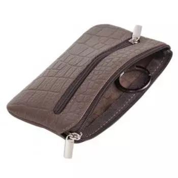 0-337 Ключница, отдел на молнии, цвет коричневый кайман/флоттер 12х7х1см