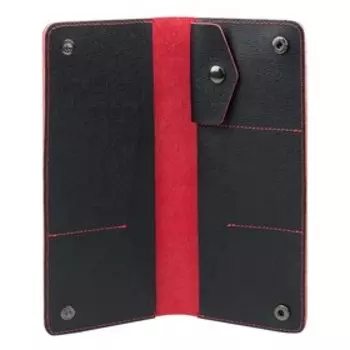 0-781FM Дорожный кошелек на кнопках, отд. для карт(3)/мелочи/купюр/паспорта, цвет чер./кр.