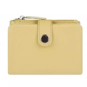 0-784FM Кошелек женский, з/кнопка, 2 отдела, для карт, монет, цвет лимонный крем 9х12х1см
