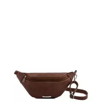 1060 Сумка поясная, отдел на молнии, цвет коричневый 12х9х30см