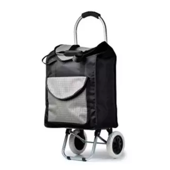 11910 Сумка хоз. на тележке, отдел на клапане, цвет черный/коричневый 37,5х48х23см