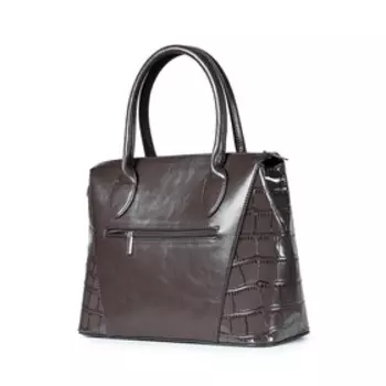 19221 Сумка тоут, отдел на молнии, цвет коричневый 31х25х13см