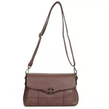 2101 Сумка мессенджер, отдел на клапане, цвет пудра 26х16х7см