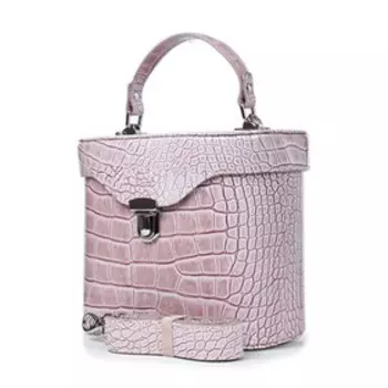 25619 Сумка саквояж, отдел на клапане, цвет розовый 23х20х13см