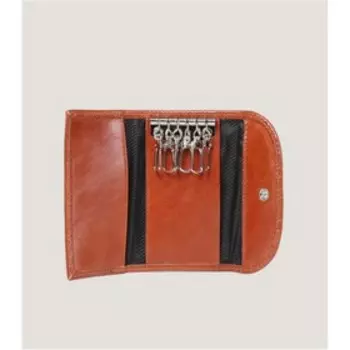 Ключница на кнопке, длина 11 см, цвет коричневый