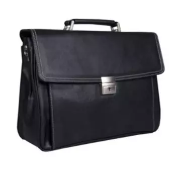 2-237 Портфель, отдел на клапане, цвет черный 38х27х12см