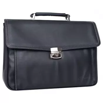 2-237 Портфель, отдел на клапане, цвет черный 38х27х12см