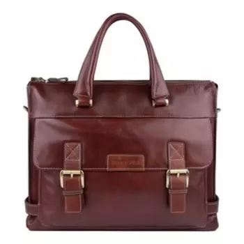 2-959к Портфель, отдел на молнии, цвет коричневый 39х29х9см