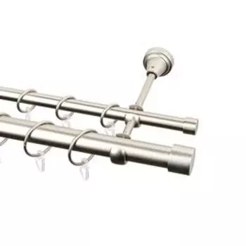 2-х рядный металлический карниз, цвет матовый никель, d=16/25 мм, 350 см