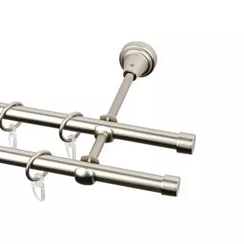 2-х рядный металлический карниз, цвет матовый никель, d=16 мм, 350 см