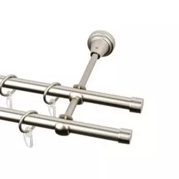 2-х рядный металлический карниз, цвет матовый никель, d=16 мм, 400 см