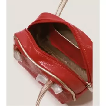 30008 Сумка детская, отдел на молнии, цвет красный/платина 18х12,5х6см