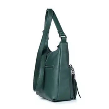 35719 Сумка мешок, отдел на молнии, цвет темно-зеленый 25х23х8,5см