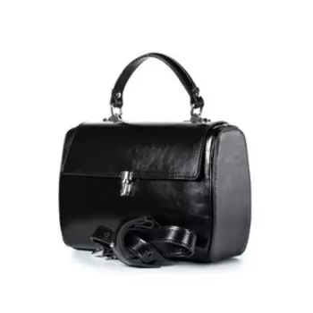 3820 Сумка саквояж, отдел на клапане, цвет черный 25,5х19х10см