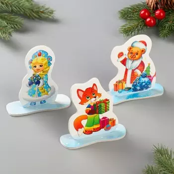 3-D Пазл "Новогодние украшения" сплюшик, Снегурочка, лисёнок