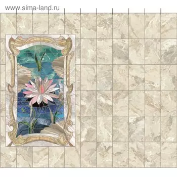 3D пол ПВХ "Мраморный лотос" 1800х1496х4 мм (8 штук)
