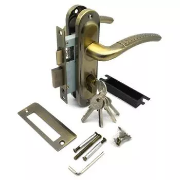 50/106АВ Замок врезной с ручками 50/106АВ, 24 ЦМ, на планке ключ-ключ, цвет бронза