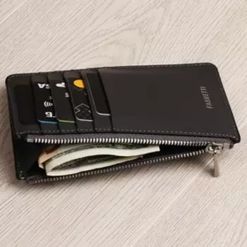 56017NP Картхолдер с отделом на молнии, 5 отд. для карт, цвет темно-серый 14,8х9,5х1,5см