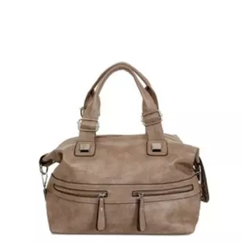 594-1 Сумка саквояж, отдел на молнии, цвет бежевый 34х23х10см