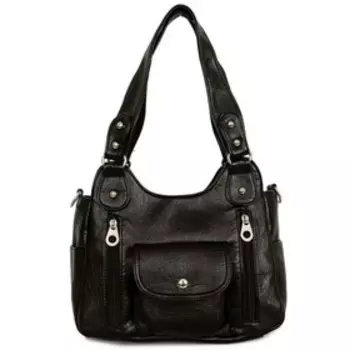 602 Сумка мешок, 2 отдела на молнии, цвет черный 27х23х10см