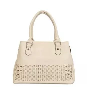 803 Сумка тоут, 3 отдела на молнии, цвет бежевый 36х26х12см