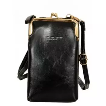 A2008 Сумка кросс-боди/кошелек на рег. ремне, отдел на молнии, цвет черный 19х11х2см