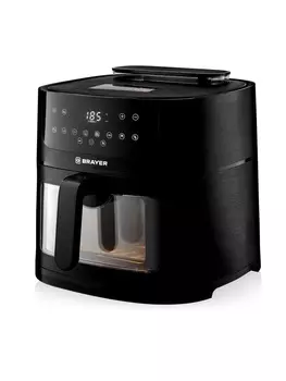 Аэрогриль BRAYER 2042BR, 8 литров, 1800 Вт, 8 программ, 80-200°С, LCD-дисплей, чёрный
