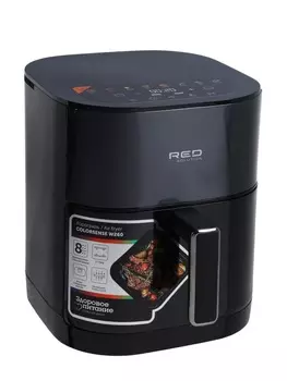 Аэрогриль RED SOLUTION W260, 2100 Вт, 6 л, 80-200°С, 8 программ, сенсорное управление, чёрный