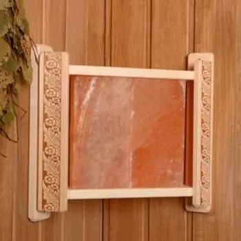 Абажур деревянный угловой с гималайской солью "Русские узоры" 30х34х8 см