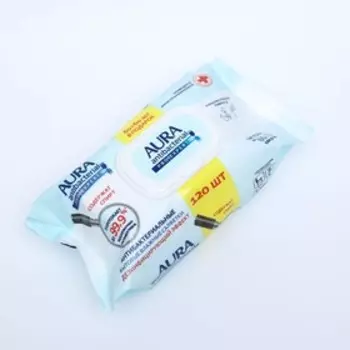 Акция 2 в 1! Влажные салфетки для поверхностей AURA PRO EXPERT, изопропиловый спирт 60шт. + 60шт.