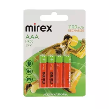 Аккумулятор Mirex, Ni-Mh, AAA, HR03-4BL, 1.2 В, 1100 мАч, блистер, 4 шт.