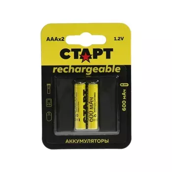 Аккумулятор СТАРТ, Ni-Mh, AAA, HR03-2BL, 1.2В, 600 мАч, блистер, 2 шт