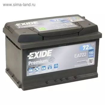 Аккумуляторная батарея Exide 72 Ач, обратная полярность Premium EA722, низкий