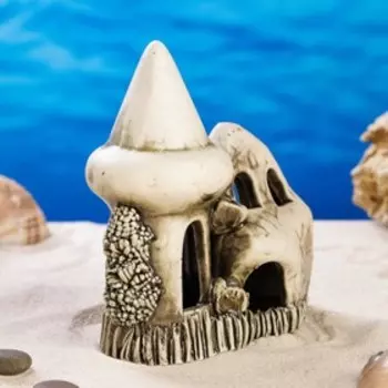 Аквадекор-грот для аквариума ''Замок со скалой'' малый серый 7х14х16 см