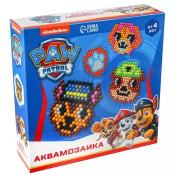 Аквамозаика «Щенячий Патруль», 4 фигурки, 300 шариков
