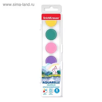 Акварель 6 цветов ErichKrause Pearl, жемчужная, в пластиковой коробке, европодвес, без кисти