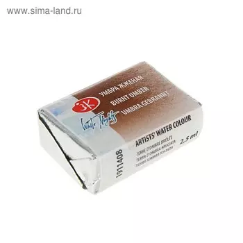 Акварель художественная в кювете 2.5 мл, ЗХК "Белые ночи", умбра жжёная, 1911408