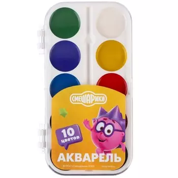 Акварель медовая «Смешарики», 10 цветов, без кисти