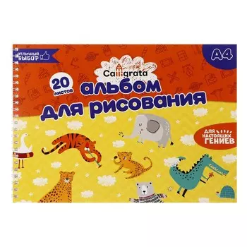 Альбом для рисования А4, 20 листов на гребне Calligrata, обложка мелованный картон, блок офсет 100 г/м