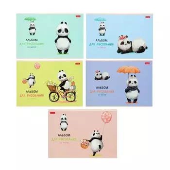 Альбом для рисования А4, 20 листов на скрепке Funny panda, блок 100 г/м2, МИКС