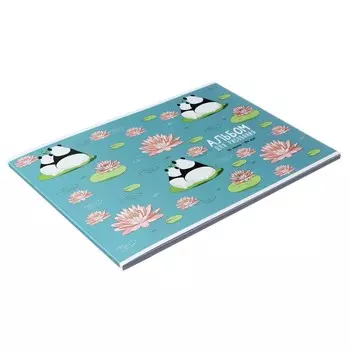 Альбом для рисования А4 32 листа на склейке "Панды", обложка мелованный картон, выборочный УФ-лак, блок 120 г/м2