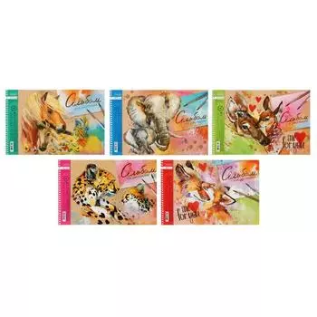 Альбом для рисования А4, 40 листов на гребне "Мамы и малыши" , обложка мелованный картон, тиснение, блок 100 г/м2, перфорация на отрыв, МИКС