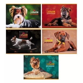 Альбом для рисования А4, 40 листов, на скрепке, "Любимые питомцы", обложка мелованный картон, блок 100 г/м, МИКС