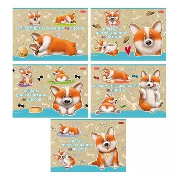 Альбом для рисования А4, 40 листов, на скрепке, "Рыжий Коржик", обложка мелованный картон, матовая ламинация, блок 100 г/м, МИКС