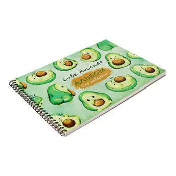 Альбом для рисования акварелью А4, 20 листов на гребне CUTE AVOCADO, обложка мелованный картон, твёрдая подложка, блок акварельная бумага 200 г/м2