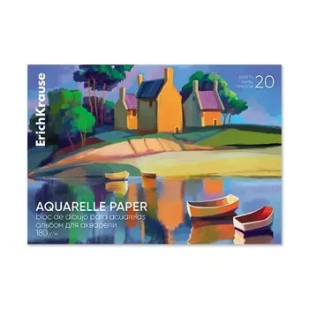 Альбом для акварели А4, 20 листов, блок 180 г/м, на клею, Erich Krause "Art Spirit", экстра белая, твердая подложка
